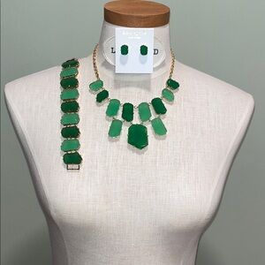 Kate Spade Emerald Green and Gold Necklace Set